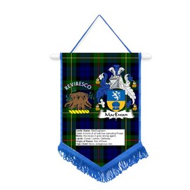 MacEwan Scottish Clan Scotland Car/Wall Pennant With Blue Border Great Souvenir