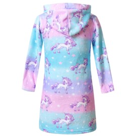 Girls Pajamas Pjs Unicorn Bathrobes Kids Hooded Robes Plush Soft Fleece Sleepwear,Size 10 11
