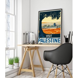 Animato Visit Palestine Vintage Travel Poster, Retro Tourism Print, Popular Attractions Around The World, Postcard Home Decor, Archival Matte, A4 (Print Only) - 29.7x21cm