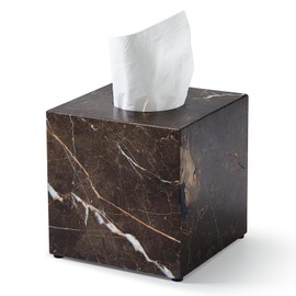 Real Natural Marble Tissue Box Cover, 5.5in Square Holder