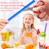 100Pcs Jumbo Smoothie Straws,Disposable Plastic Large Wide-mouthed Milkshake Straw for