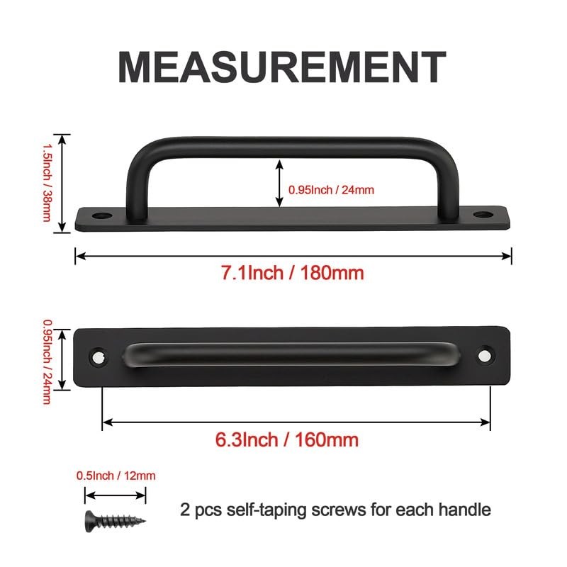 Ravinte Barn Door Handles 2 Pack Sliding Door Handle 6.3"