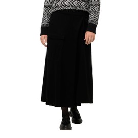 Ulla Popken Women's Punto Di Roma Wrap Skirt with Utility Pocket Skirt, black