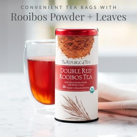 The Republic of Tea – Organic Double Red Rooibos, Naturally Caffeine-Free Rooibos Powder and Leaves, Steeps 36 Cups