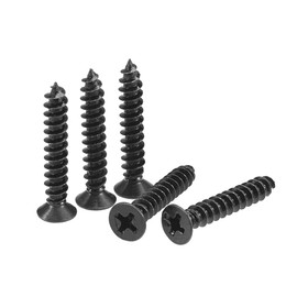 sourcing map M4 x 25mm Wood Screws Phillips Flat Head Carbon Steel Self Tapping Screws Black 100pcs