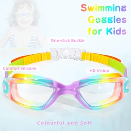 Freela 2 Pack Kids Swim Goggles Swimming Goggles for Kids Girls Boys 3-6 4-7 6-14 UV Protection Mirrored Lens Anti Fog Clear View Pool Water Goggles Childrens Boys Girls Toddler Goggles 2 3 4 5 Years