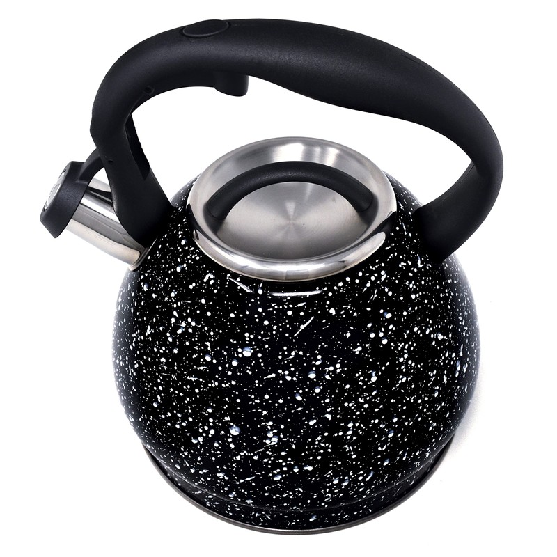 Norpro Stainless Steel Whistling Tea Kettle, Black 9.5" x 9"