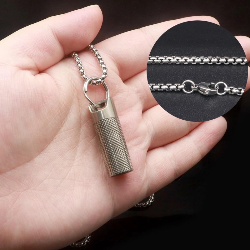 Haxtec Small Pill Box Titanium Pill Fob Necklace Nitro Mini