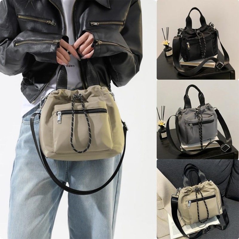 LEOLEO Shoulder Bag, Drawstring Bag, Tote, 2-Way, Shoulder Bag, Nylon,