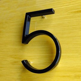 House Numbers 5" House Numbers or Mailbox Numbers Floating Street Door Numbers Zinc Alloy Black (5)
