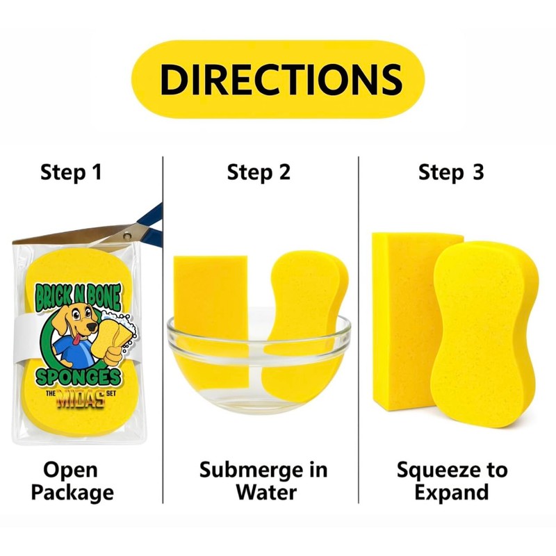 Multi-Purpose Sponges for Cleaning - Yellow 4 Pack, Large Sponges