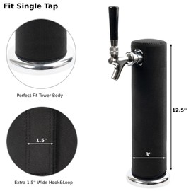 Beer Tower Cooler Insulator, Kegerator Tower Insulator for 3” Diameter Single Tap Draft Beer Tower, Stretchy Neoprene Beer Tower Cooler Sleeve, Kegerator Beer Tower Cover Beer Tower Insulator