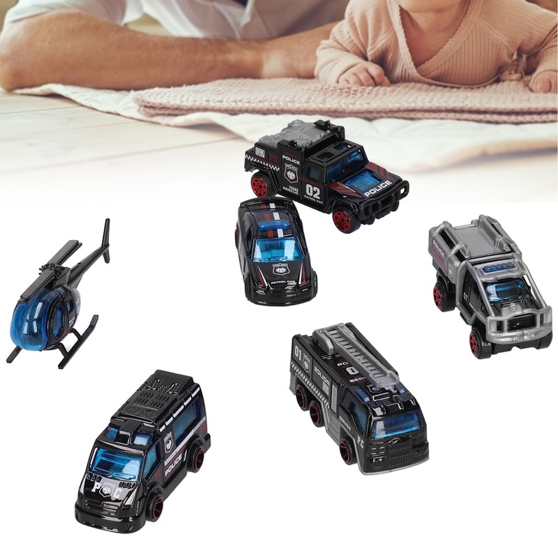 6pcs Children Alloy Car Model Kid Cute Simulated Car Helicopter