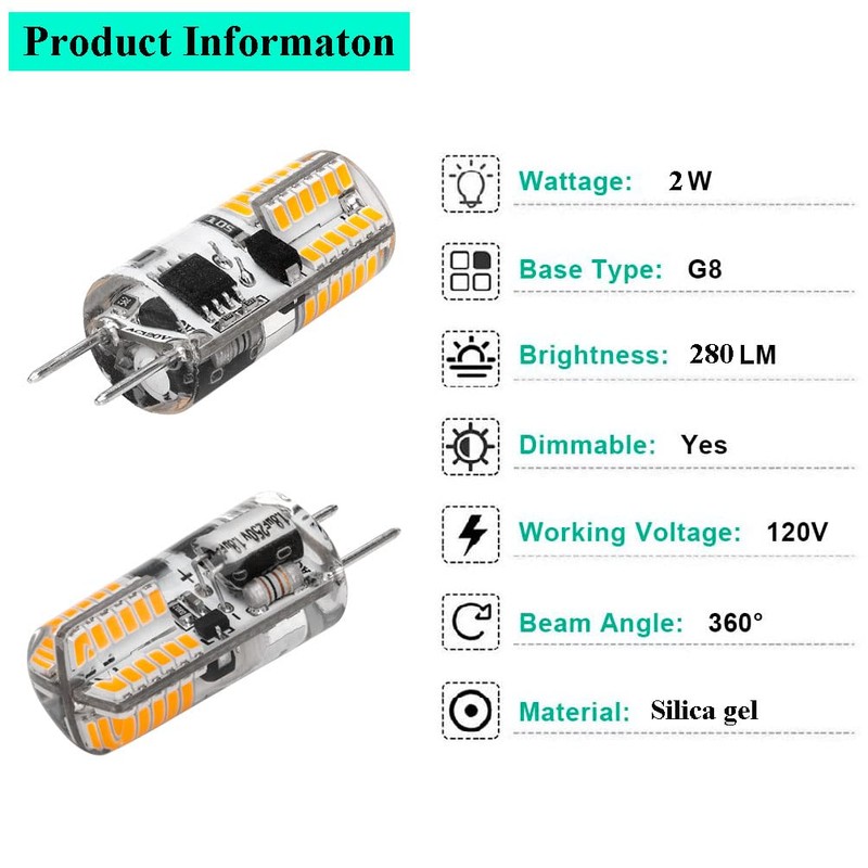 Dimmable G8 LED Bulb 2W Warm White 20W Halogen Bulbs