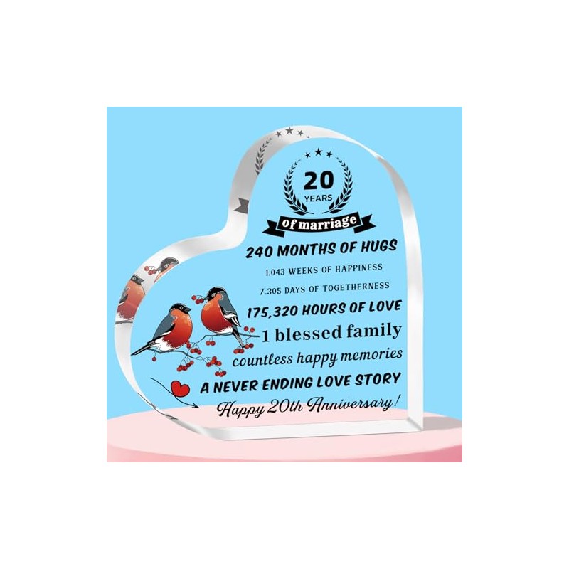 QMVMV 20th Anniversary Acrylic Plaque for Him and Her -
