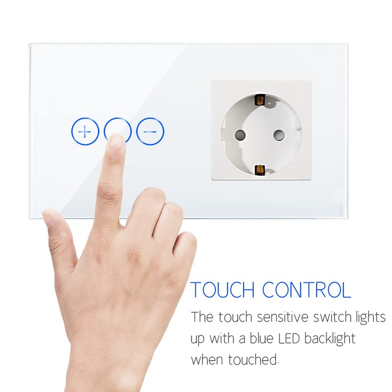 CNBINGO WLAN Dimmschalter mit Schuko Steckdose unterputz - Smart Touch