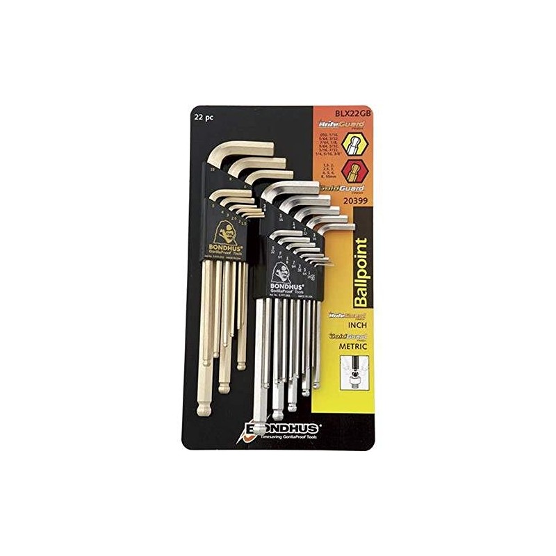 Bondhus 20399 Ball End L-Wrench DoublePK w/BriteGuard & GoldGuard Finish