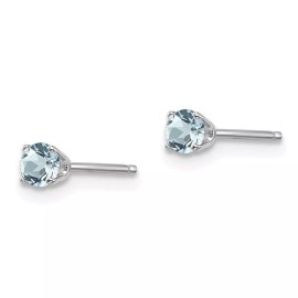 Unbranded 3mm 14k White Gold 3mm Aquamarine Stud Earrings