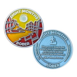 8 Months Sober Token | Eight Month Sober Chip | Non-AA Gift, Non-Religious Medallions for Men and Women Celebrating Sobriety