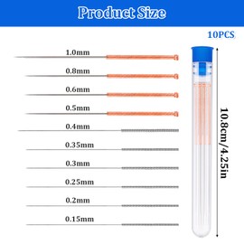 3D Printer Nozzle Cleaning Needles, 3D Printer Nozzle Cleaning Set, 3D Printer Accessories, 10 Pieces Nozzle Cleaning Needle Made of Stainless Steel 0.15/0.2/0.25/0.3/0.35/0.4/0.5/0.6/0.8/1.0 mm