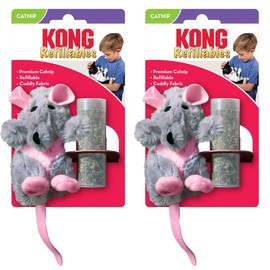 KONG Refillables Catnip Toys, Assorted 2-Pack – Plush Cat Toys with Refillable Catnip Pouch & Premium North American Catnip (Rat 2 Pack)