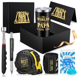 FoldTier 8 Pcs Fathers Day Gift Set Best Dad Gifts Papa Multifunctional Tool Set Fathers Day Box Tumbler Telescoping Magnetic Pickup Tool Magnetic Wristband Multitool Pen for Man Birthday Dad Day
