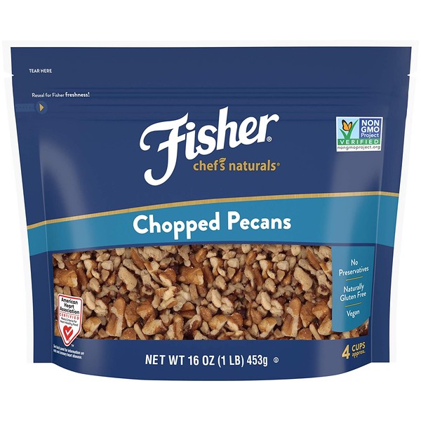 FISHER Chef's Naturals Chopped Pecans, 16 oz, Naturally Gluten Free, No Preservatives, Non-GMO
