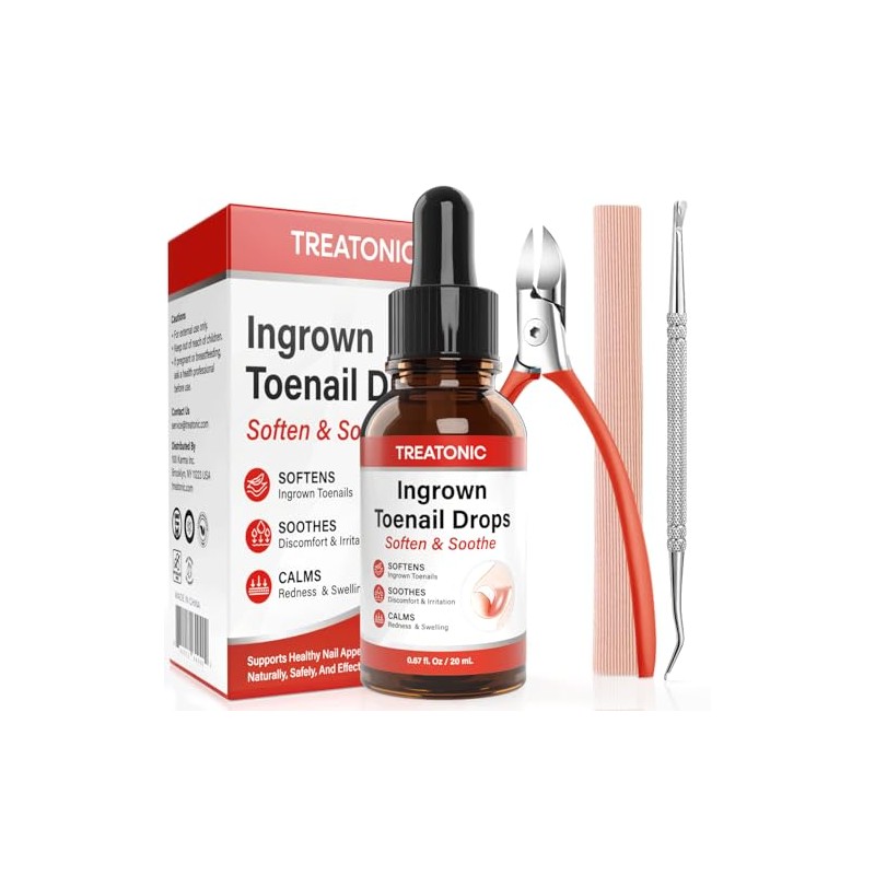 Ingrown Toenail Treatment Kit with Precision Clippers & Drops