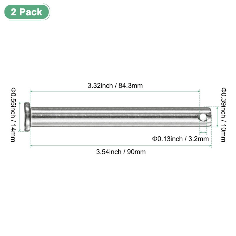 M METERXITY 2-Pack Single Hole Clevis Pins, M10 x 90mm