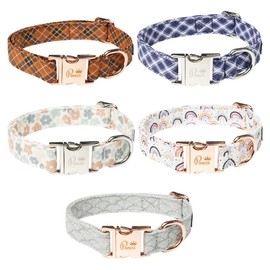 Collar de perro de mezcla de algodón duradero, bonito y elegante, ajustable con cierre de metal, fabricado en Estados Unidos (Serene Teal, X-Small)   
