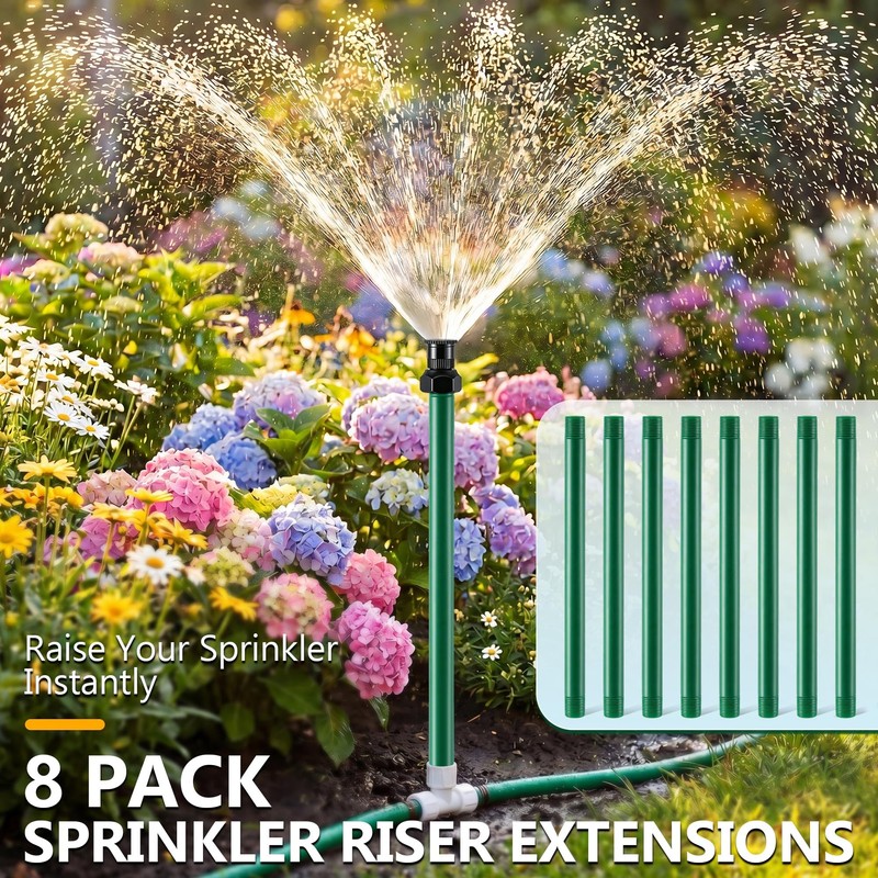 8 Pack 12 inch Sprinkler Extension Risers, 1/2" Stackable Riser