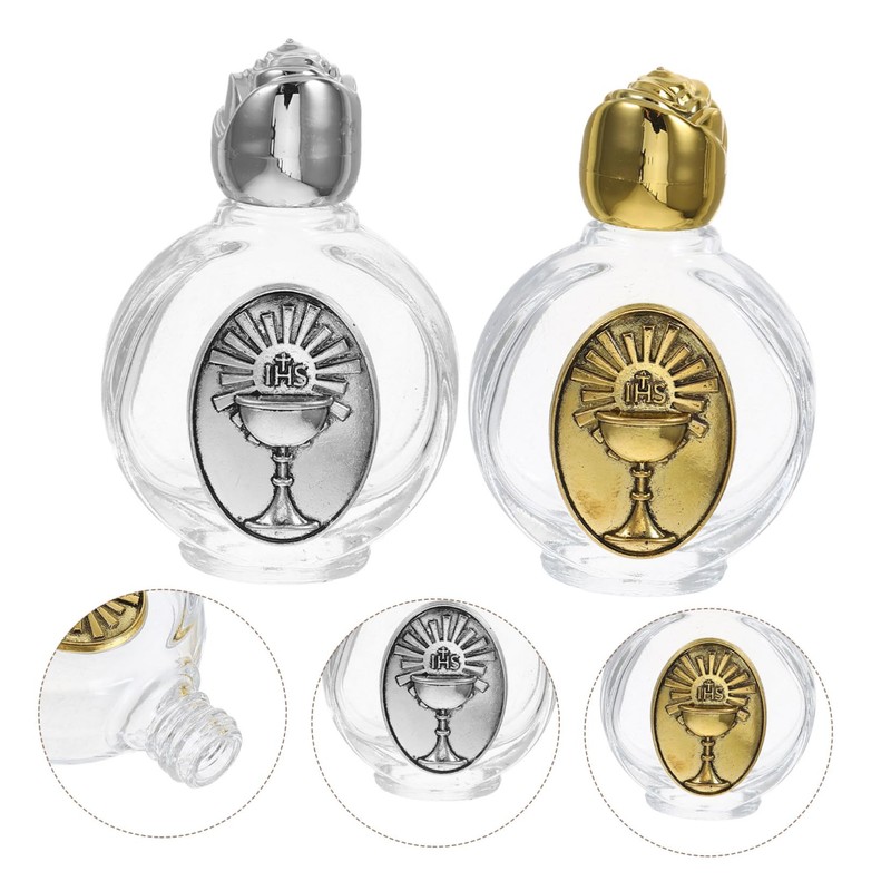 Mobestech Unique Religious 2pcs Decorative Holy Water Bottles Stylish Refillable