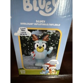 Gemmy 3.5' BLUEY W CANDY CANE AND ANTLERS Christmas Airblown Yard Inflatable SOLD OUT