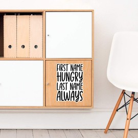 Large 210mm 'First Name Hungry Last Name Always Funny' Permanent Sticker Decal for Cars/Windows/Bins/Walls etc (DW00130918)