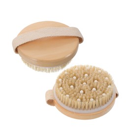 Baluue 2pcs Exfoliating Massage Brush Skin Care Tools Cleaning Brushes Dry Brushing Body Beauty Brush Dry Brush for Skin Bath Exfoliating Brush Wet Shower Brush Dry Body Brush Hemu Brown
