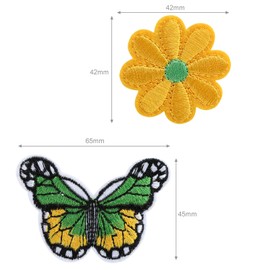 Naler 14pcs Iron on Patch, Daisy Flower & Butterfly Embroidered Patches Applique for Clothing, Jackets, Backpacks, Jeans Sewing Art Craft DIY Decoration
