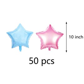 AnooDeel 50pcs Pink Blue Star Foil Balloons, 10inch Light Blue Pink Mylar Star Balloons for Boys Girl Baby Shower Birthday Wedding Party Decoration