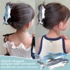 2 PCS Blue Shark Cellulose Acetate Hair Claw Clips Whale