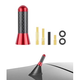 iolory Car Antenna,Carbon Fiber Car Radio Antenna with Adapter,Automotive Antenna Replacement,Car Stubby Antenna Short Antenna,Suitable for All Models with Removable Original Antenna (Red)