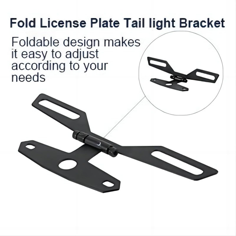 Adjustable Motorcycle License Plate Mount Holder Bracket- Universal Fold License