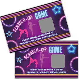 Haizct Haizct 50 Pack Gymnastics Theme Scratch Off Game, Retro Neon Gymnastics Scratch Card for Baby Shower Birthday Party Lottery Game Group Games Jump Flip Gymnast Game, Baby Shower Activity and Idea