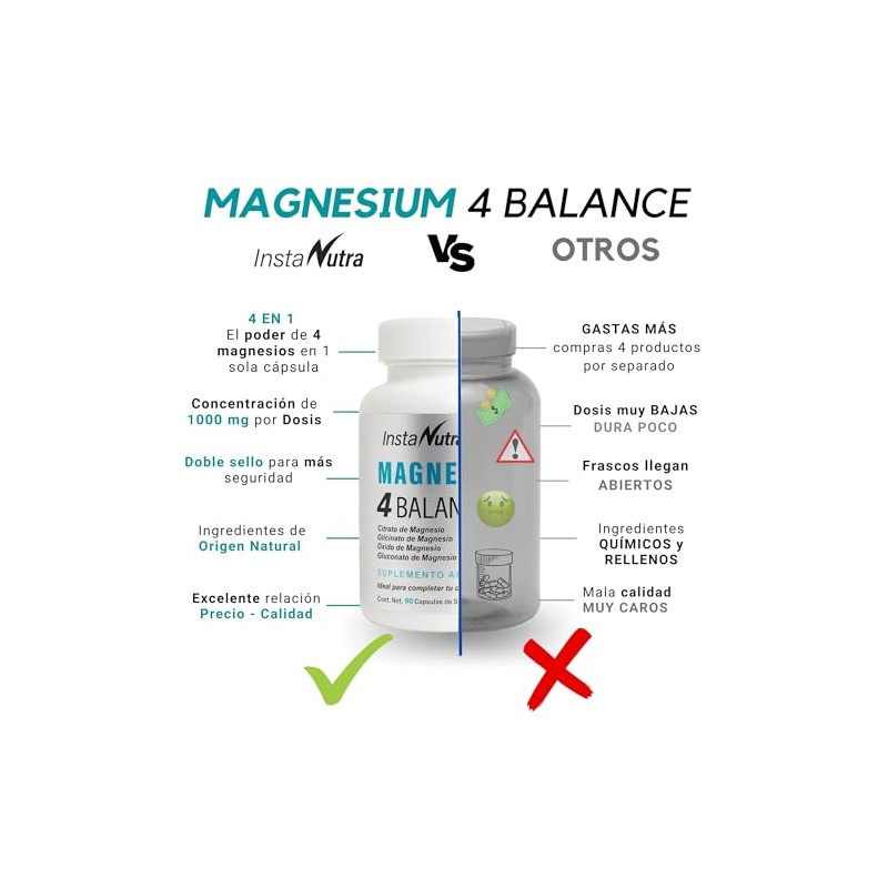 Instanutra Magnesio Complex Glicinato Gluconato Óxido Cápsulas Fórmula Completa