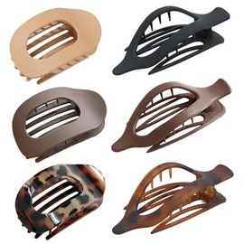 Hair Claw Clips for Women, 6 PCS Flat Hair Clips for Thick Thin Hair, Large Matte Hair Claw Nonslip for Girls Decoration (6 PCS)