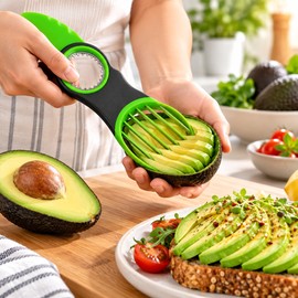 3-in-1 Avocado Slicer, Pitter & Cutter – Stainless Steel Fruit Slicing Tool for Avocado, Kiwi & Soft Fruits