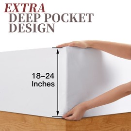 Manyshofu Queen Extra Deep Pocket Fitted Sheet Only - 1800 Thread Count Hotel Deep Fitted Sheet Up to 24 Inches Mattress, Pure White Deep Bottom Sheet 18-24 Inch Microfiber Deep Queen Fitted Sheet