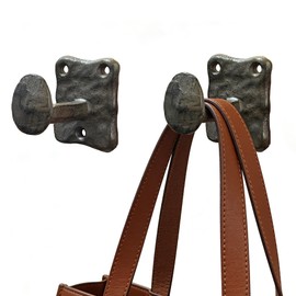 KOXHERO Heavy Duty Cast Iron Railroad Spike Wall Coat Hooks 2Pcs Rustic Farmhouse Hooks for Hanging Towels Hats Bags & Keys | Industrial Decorative Hooks for Entryway Bathroom Bedroom