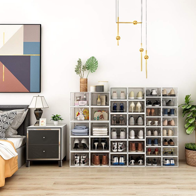 OnDisplay Clik Stackable Interlocking Shoe Box System (Standard Clear/White, Set