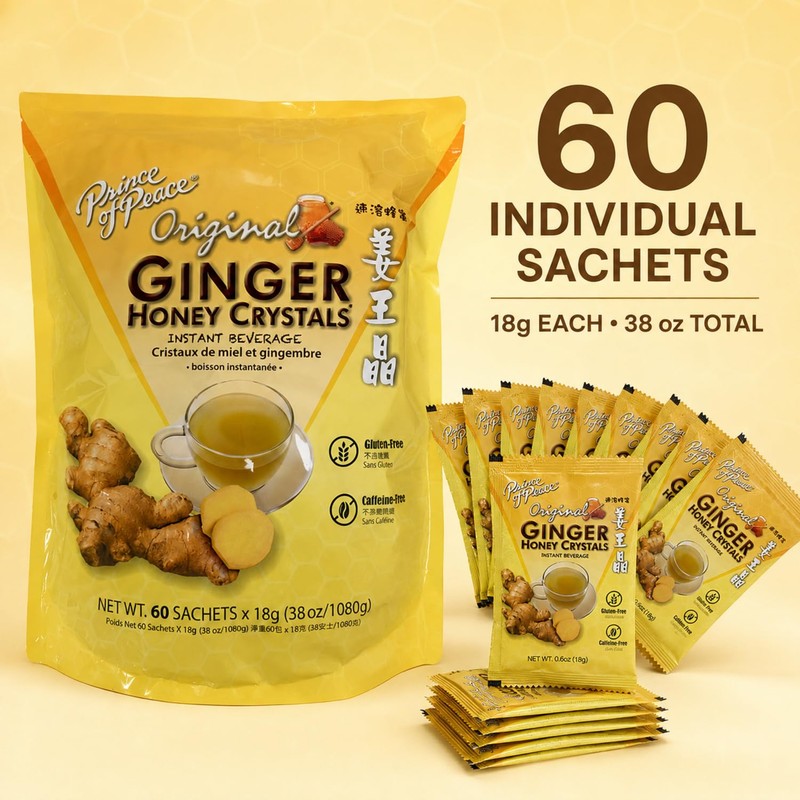 Instant Ginger Honey Crystals Family Value Pack 60 Sachets 18g