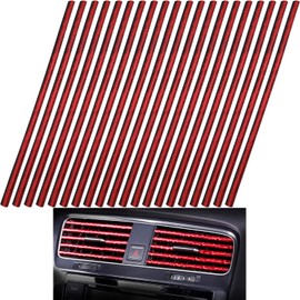 CTRICALVER Air Outlet Decoration, Car Air Conditioner Trim, DIY Decoration PVC Car Interior Moulding Trim Strip for All Straight Air Vent Outlet (20 Pcs, Crispy Ice Red)