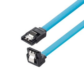Herfair 3x 50cm SATA III Cable S-ATA 3 Data Cable 6 GBit/s Connecting Cable Connection Cable for HDD SSD - Metal Clip - 1x Straight 1x 90 ° L-Type Plug (blue)
